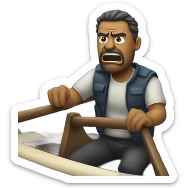 angry men on boats sticker