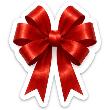 large red gift bow, shiny and festive sticker