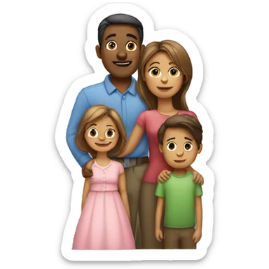 familia papa, mama, 2 hermanos y 1 hermana sticker
