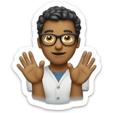 Geek with glasses showing hands sticker