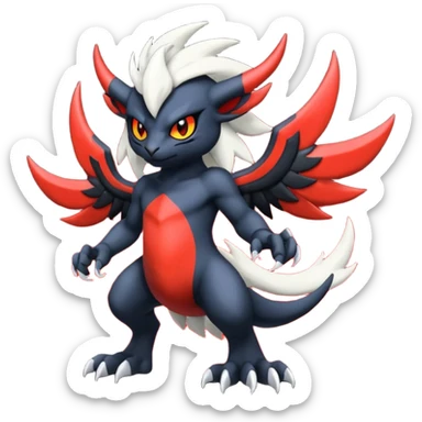 Handsome cool badass edgy Absol-Litten-Darkrai-Giratina-Yveltal-Pokémon-Fakémon-fusion-hybrid-creature sticker