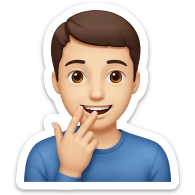 Emoji gêne et content qui mort son ongle sticker