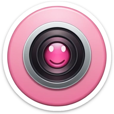 A round camera lens, apple emoji style, minimalist, with highlights, no faces, pink, variant 4 sticker