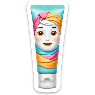 empty, crumpled, very wrinkled hand cream tube with cap on, colorful and vibrant design, looks like a beauty product sticker