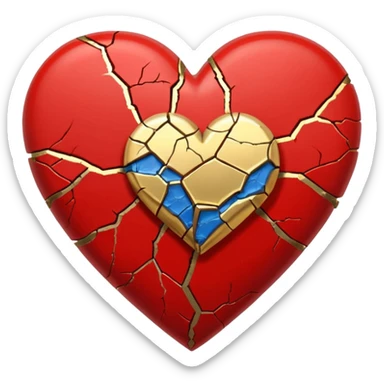 kintsugi heart emoji, simple and bold, gold cracks on a red heart, clear lines, suitable for Discord emoji sticker