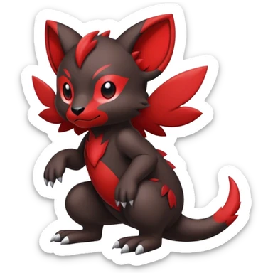 Cute cool black red animal hybrid Fakemon full body sticker