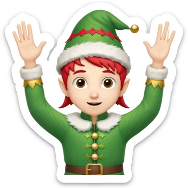 DUENDE NAVIDEÑO CON MANOS ARRIBA ANIMANDO sticker