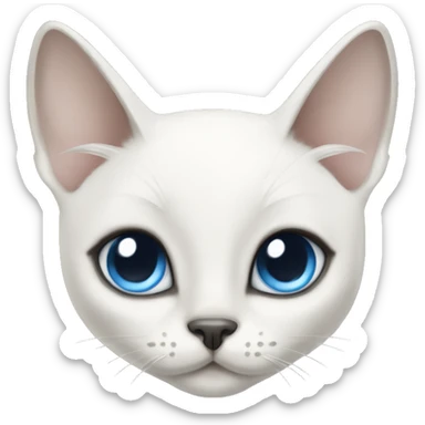 extremely cute kawaii white siamese cat with gray markings and blue eyes sticker