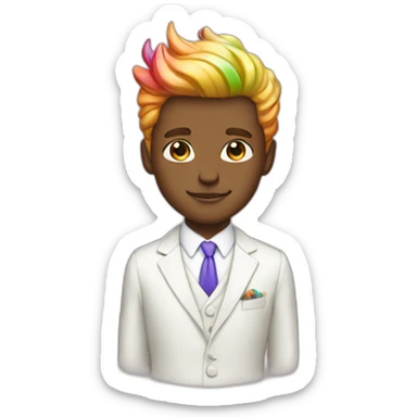 Posh-boy-with-white-suit-and-rainbow-unicorn-hair sticker