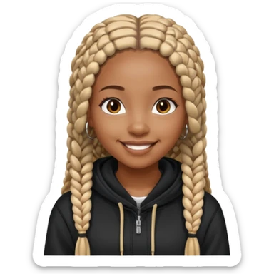 African American girl with long box braids wearing black Christian hoodie sticker