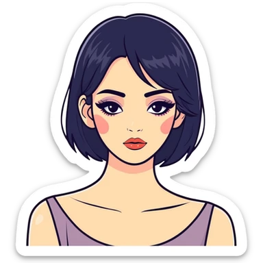Black haired woman with fancy makeup sticker