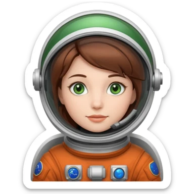 Astronauts, Young, female, white skin, green eyes, brown hair sticker