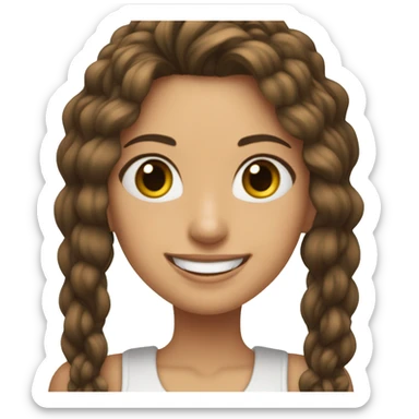 Jovencita blanca bonita con oelo castaño sonriendo sticker