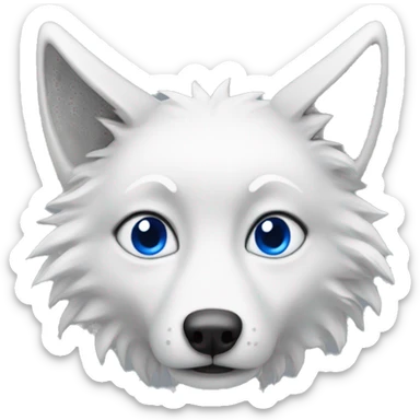 Chat blanc avec yeux bleus et fourrure comme un loup sticker