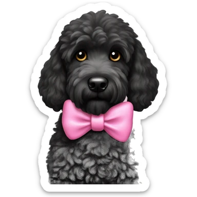 Black Goldendoodle with pink bow sticker