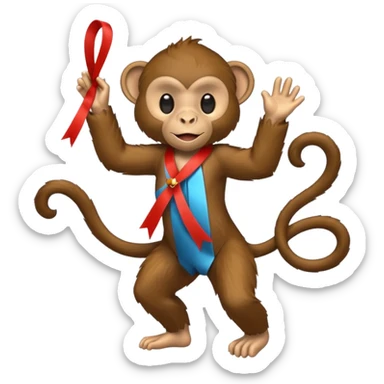 Monkey with dancing ribbon  sticker