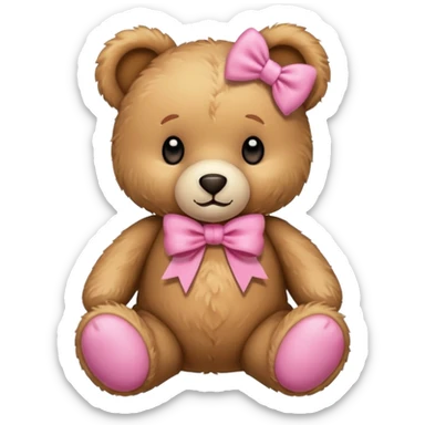 Cute teddy bear with a pink bow. sticker