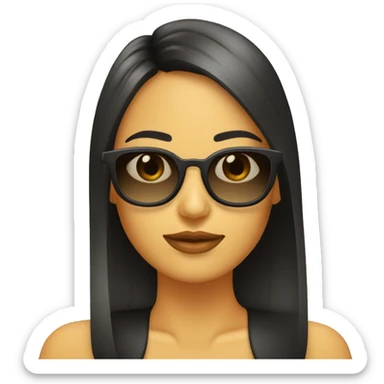 Chica morena con gafas flequillo recto sticker