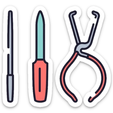 Surgery medical tools including scalpel, forceps, and surgical scissors sticker