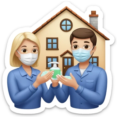 Give me emojis that represent corona-time safety rules such as: keep your distance, wear a mask, wash hands, avoid crowds, sanitize regularly, stay home, and no handshakes. Use only relevant emojis.  another except this   sticker
