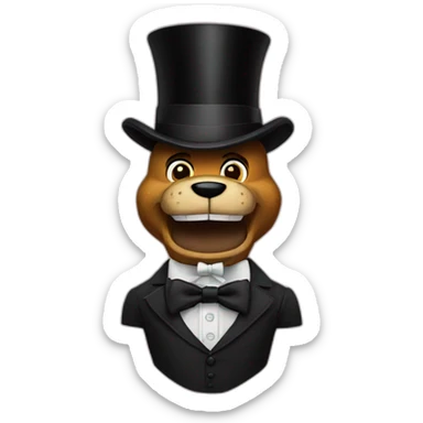 Freddy Fazbear black top hat and black bow tie, no clothing besides bow tie sticker