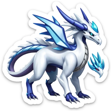 Futuristic Modern Epic Legendary Shiny Cyber-Suicune-Dialga-Reshiram-Creature, (full body) sticker