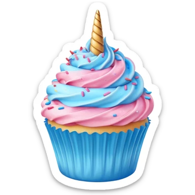 Cupcake with pink and blue icing and unicorn sprinkles  sticker