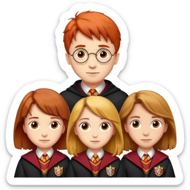 harry potter, ronald weasley and hermione granger in gryfinndor uniform sticker