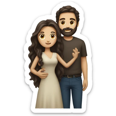 Brunette man with beard kissing brunette woman with long hair sticker