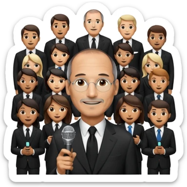 create a founder mode emoji like steve jobs having a 100 executive retreat

 sticker