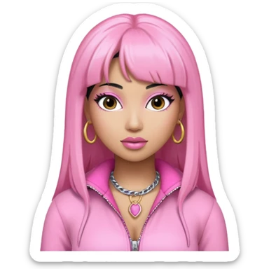 Nicki Minaj black hair with pink highlights, pink outfit sticker