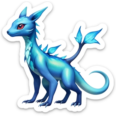 Colorful Iridescent Exotic Salandit-Aurorus-Glaceon-Fakémon-hybrid-creature (full body)  sticker