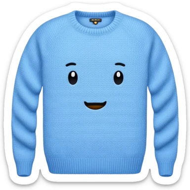 sky-blue knitted wool sweater, round neck. sticker