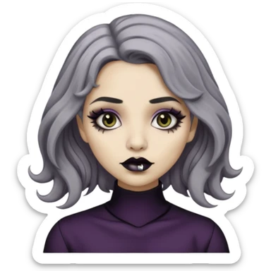  Beige olive skin  grey wavy hair black lips goth girl sticker