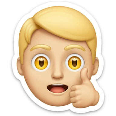 Original yellow Emoji face stressed out with one eye half open quivering out of anxiety and a singular thumbs up sticking out. . The right eye needs to be half closed  sticker