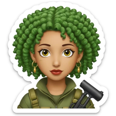 green curly haired painitball player with big earrings guy sticker