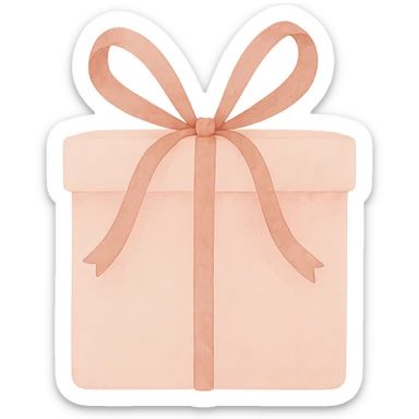 Add a large decorative bow to the pink gift, keep the watercolor art style, no background. sticker