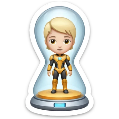 future Explorer with futuristic sandglass sticker