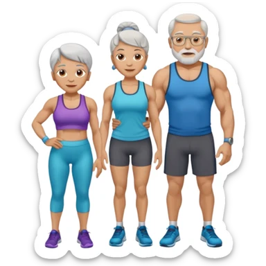 light skin grandma and grandpa work out at the gym sticker