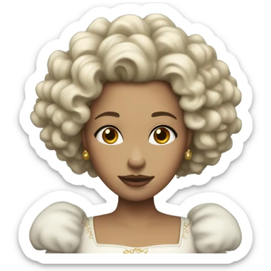 Queen with brown curly hair pale skin  sticker