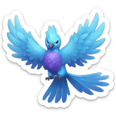 Blue Purple Shiny Galarian-Articuno Fire Head Big Eyeys sticker