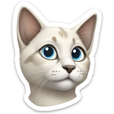 Thai breed cat with a light cream body, dark gray face, ears, and paws. Short fur, sharp ears, and striking light blue eyes with an intense gaze. sticker