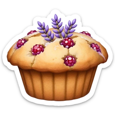 Lavender sprig flower muffin with berry and sugar crystals sticker