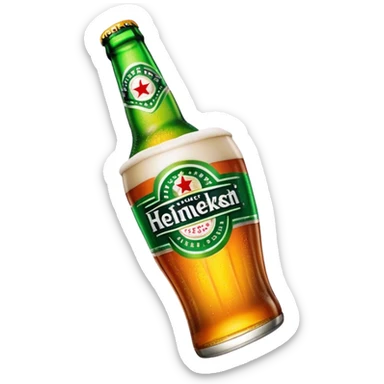 Cinematic Realistic Heineken Pop Culture Emoji, showcasing an iconic beer moment rendered with crisp textures and vibrant, energetic lighting. sticker