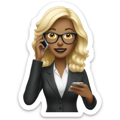 Glamorous Blonde woman wearing glasses calling on cell phone sticker
