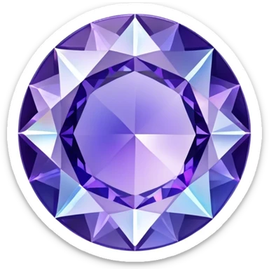 Round brilliant cut tanzanite gemstone with holographic iridescence showing blue and purple hues sticker