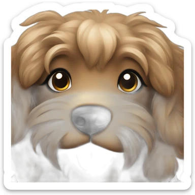 bouvier fawn brown and black puppy face very long hair smiling sticker
