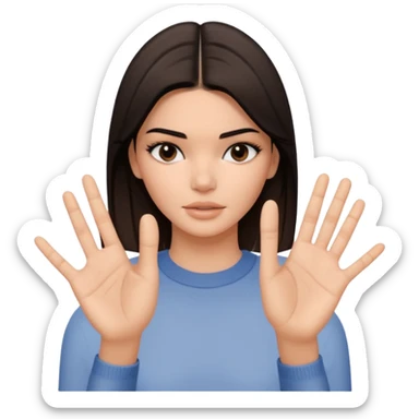 kendall jenner sagt stop und zeig mit einer handinnefläche stop ihre finger liegen aneinander sticker