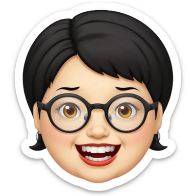 short fat lady with glasses ,crooked teeth and crazy black hair sticker