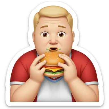 Fat gay man eating a burger and has snot in his nose sticker